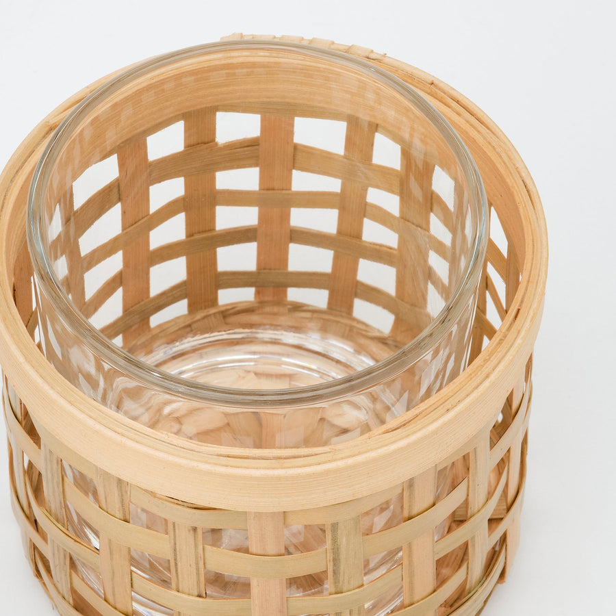 PÅVEFINK tealight holder, bamboo, 8 cm