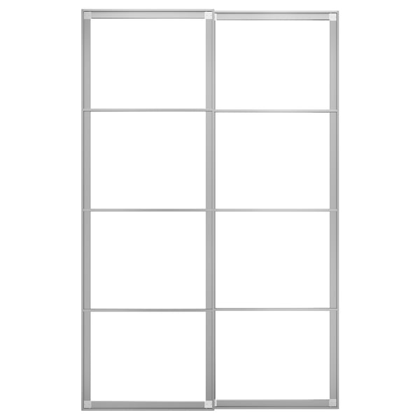 PAX pair of sliding door frames w rail, aluminium, 150x236 cm