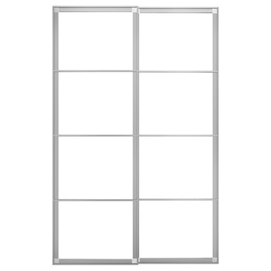 PAX pair of sliding door frames w rail, aluminium, 150x236 cm