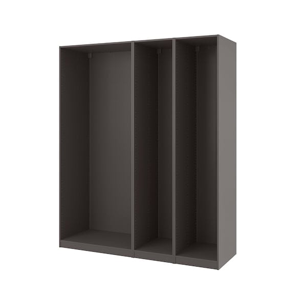 Ikea PAX - 3 wardrobe frames, dark grey,200x58x236 cm