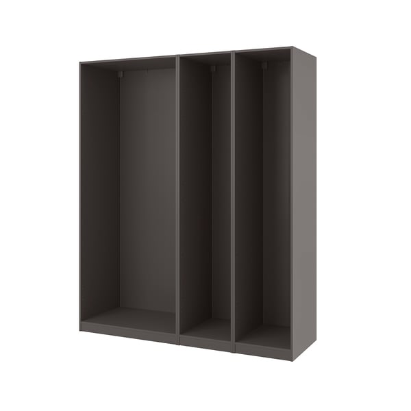 PAX 3 wardrobe frames, dark grey, 200x58x236 cm