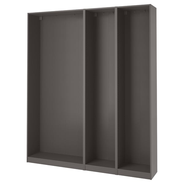 PAX 3 wardrobe frames, dark grey, 200x35x236 cm