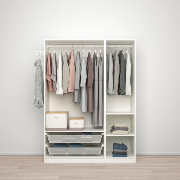 PAX / ÅHEIM wardrobe combination, white/mirror glass, 150x60x201 cm