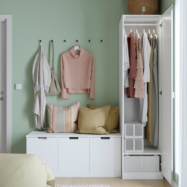 PAX / ÅHEIM wardrobe combination, white/mirror glass, 50x60x201 cm