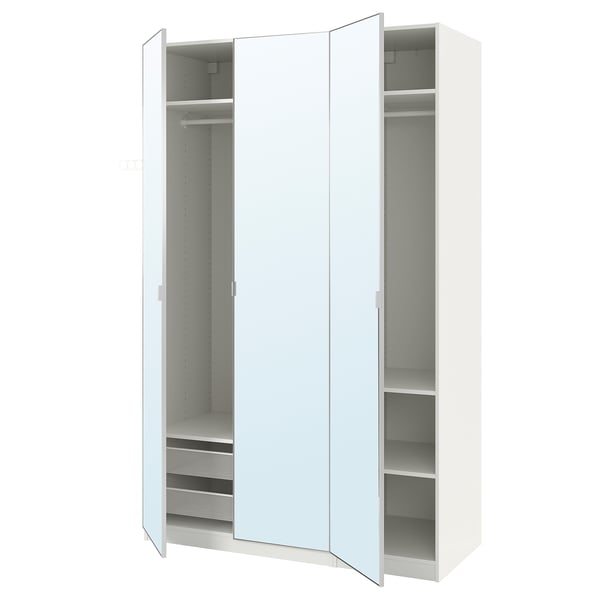 PAX / ÅHEIM wardrobe combination, white/mirror glass, 150x60x236 cm