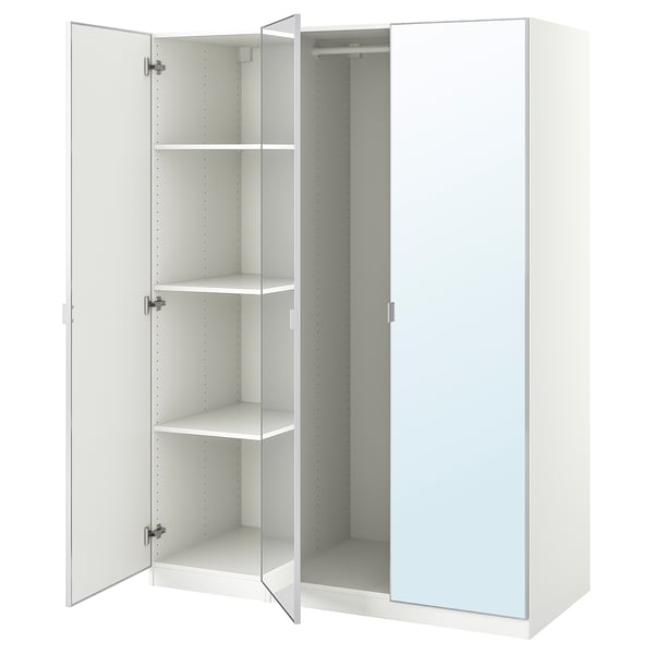 PAX / ÅHEIM wardrobe combination, white/mirror glass, 150x60x201 cm