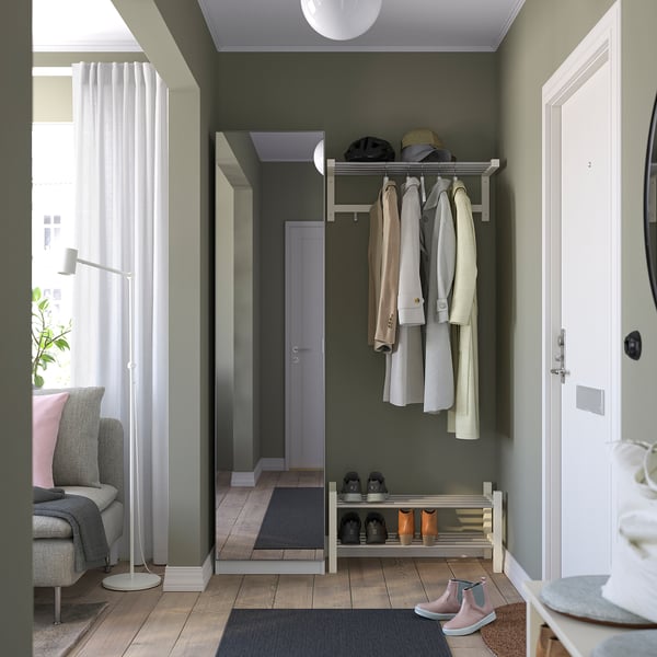 PAX / ÅHEIM wardrobe combination, white/mirror glass, 50x38x201 cm