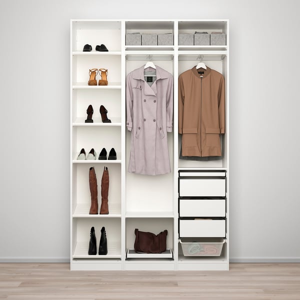PAX / BERGSBO/ÅHEIM wardrobe combination, white/mirror glass, 150x38x236 cm