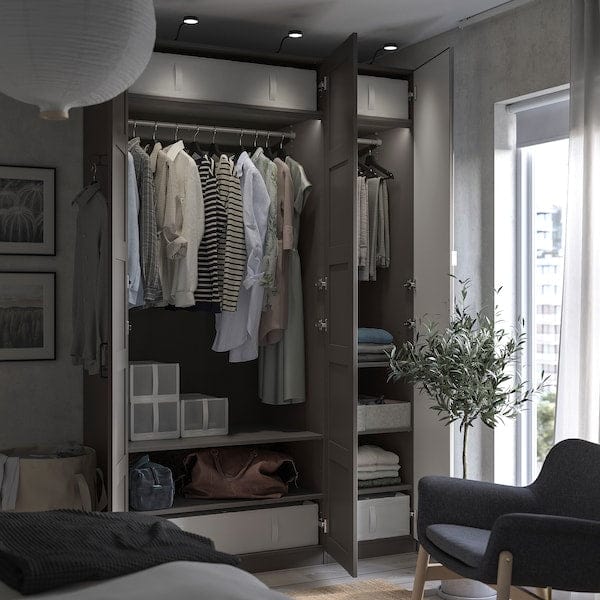 Ikea PAX / BERGSBO/ÅHEIM - Wardrobe combination, dark grey/mirrored glass,150x60x236 cm