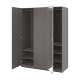 PAX / BERGSBO/ÅHEIM wardrobe combination, dark grey dark grey/mirror glass, 150x60x201 cm