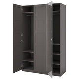 PAX / BERGSBO/ÅHEIM wardrobe combination, dark grey dark grey/mirror glass, 150x60x236 cm