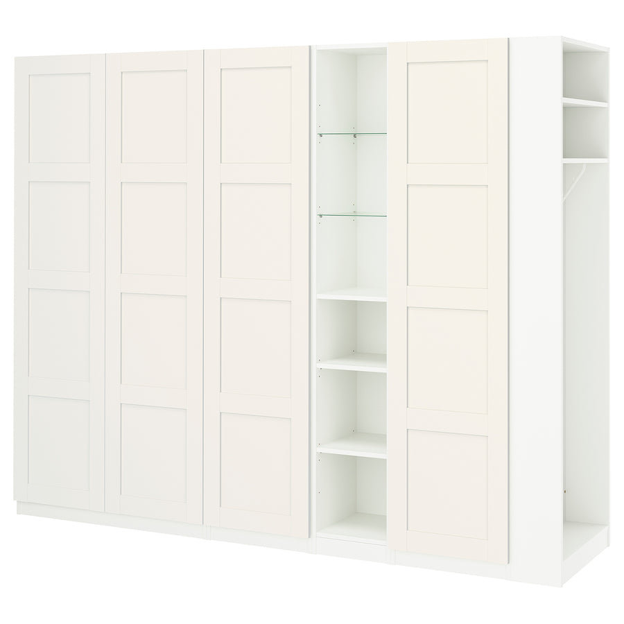 PAX / BERGSBO wardrobe combination, white white/white, 255x60x201 cm