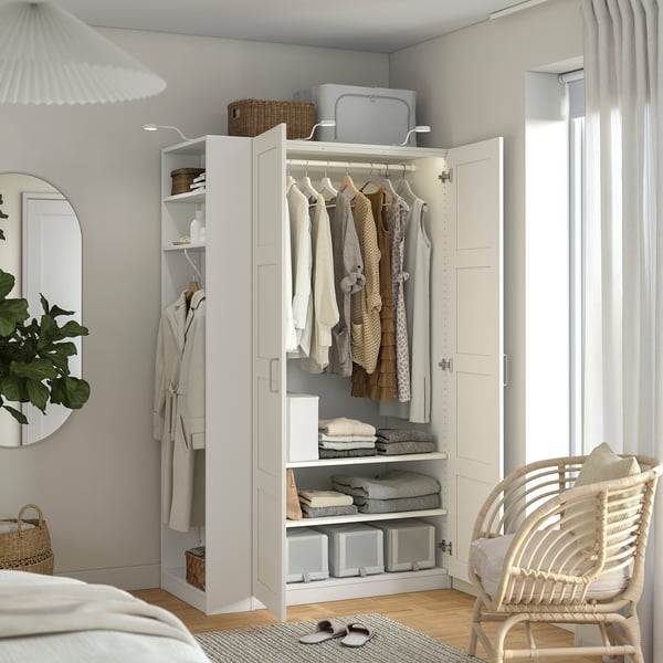 PAX / BERGSBO wardrobe combination, white white/white, 120x60x201 cm