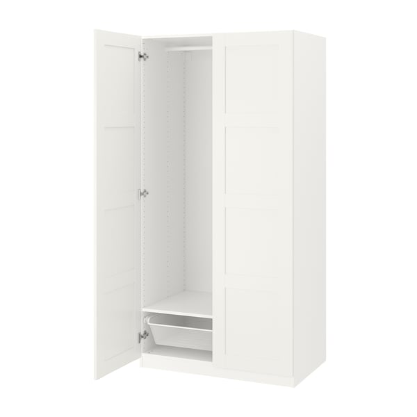 PAX / BERGSBO wardrobe combination, white/white, 100x60x201 cm