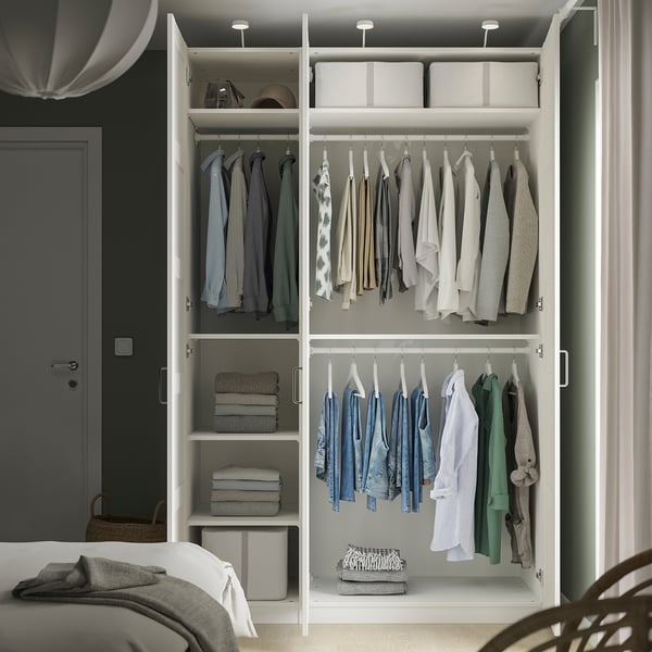 PAX / BERGSBO wardrobe combination, white/white, 150x60x236 cm