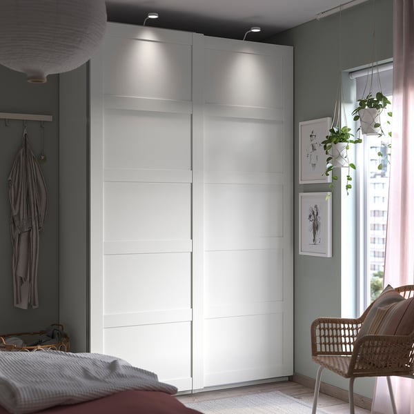 PAX / BERGSBO wardrobe combination, white/white, 150x66x236 cm