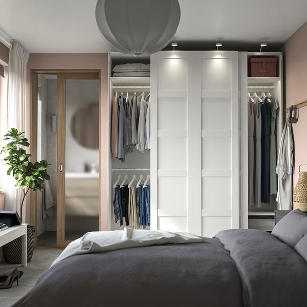 PAX / BERGSBO wardrobe combination, white/white, 200x66x236 cm