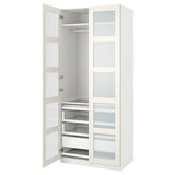 PAX / BERGSBO wardrobe combination, white/frosted glass white, 100x60x236 cm