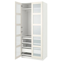 PAX / BERGSBO wardrobe combination, white/frosted glass white, 100x60x236 cm