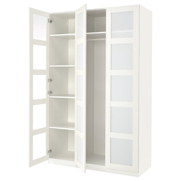 Ikea PAX / BERGSBO - Wardrobe combination, white/frosted glass/white,150x60x236 cm