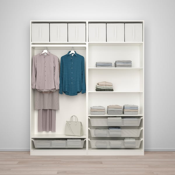 PAX / BERGSBO wardrobe combination, white/frosted glass, 200x38x236 cm