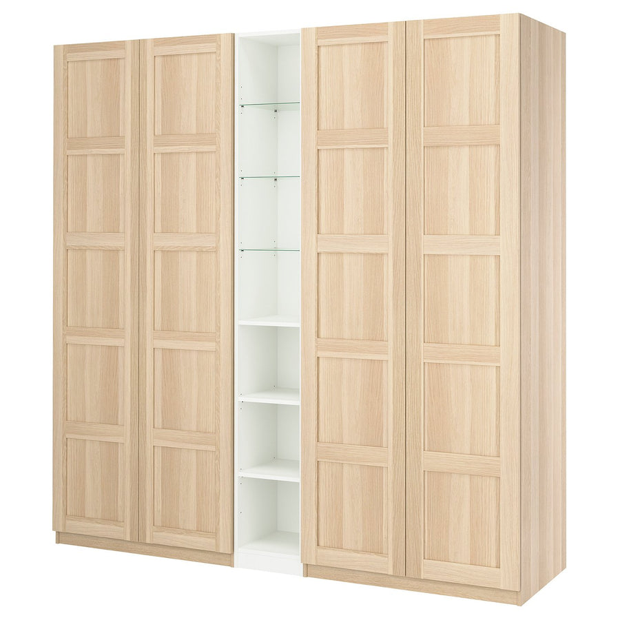 PAX / BERGSBO wardrobe combination, white stained oak effect white stained oak effect/white, 235x60x236 cm