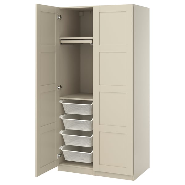 PAX / BERGSBO wardrobe combination, grey-beige/grey-beige, 100x60x201 cm