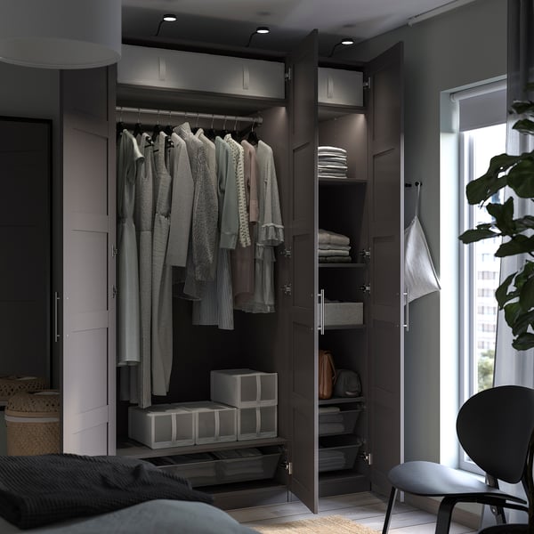 PAX / BERGSBO wardrobe combination, dark grey, 150x60x236 cm
