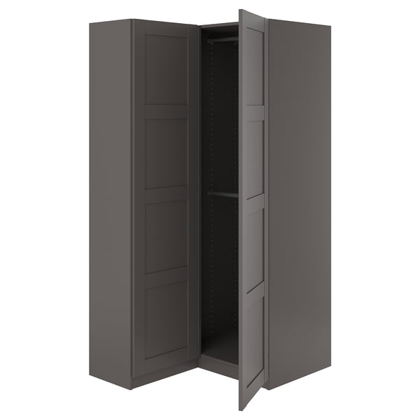 PAX / BERGSBO corner wardrobe, dark grey/dark grey, 111/88x201 cm