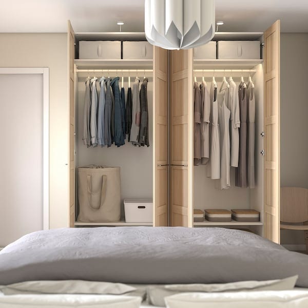 Ikea PAX / BERGSBO - Wardrobe, white / oak-effect with white stain,200x60x236 cm
