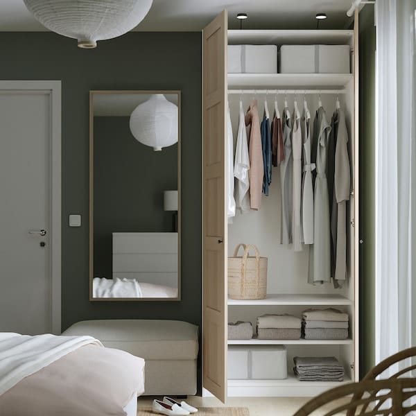 Ikea PAX / BERGSBO - Wardrobe, white / oak-effect with white stain,100x60x236 cm
