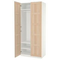 PAX / BERGSBO wardrobe, white/white stained oak effect, 100x60x236 cm