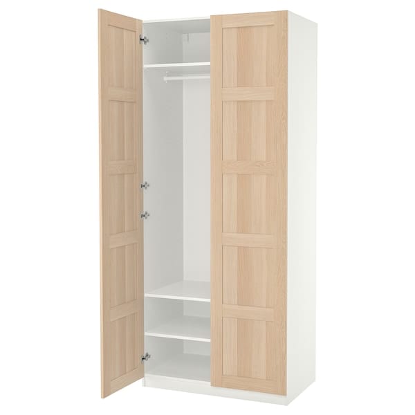 Ikea PAX / BERGSBO - Wardrobe, white / oak-effect with white stain,100x60x236 cm