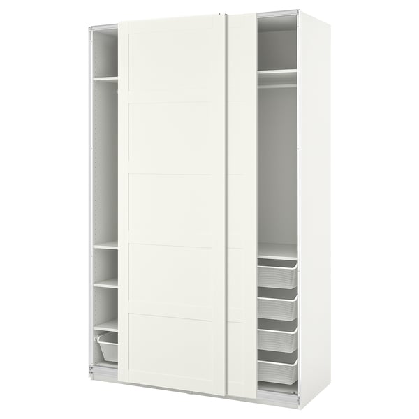 PAX / BERGSBO wardrobe with sliding doors, white/white, 150x66x236 cm