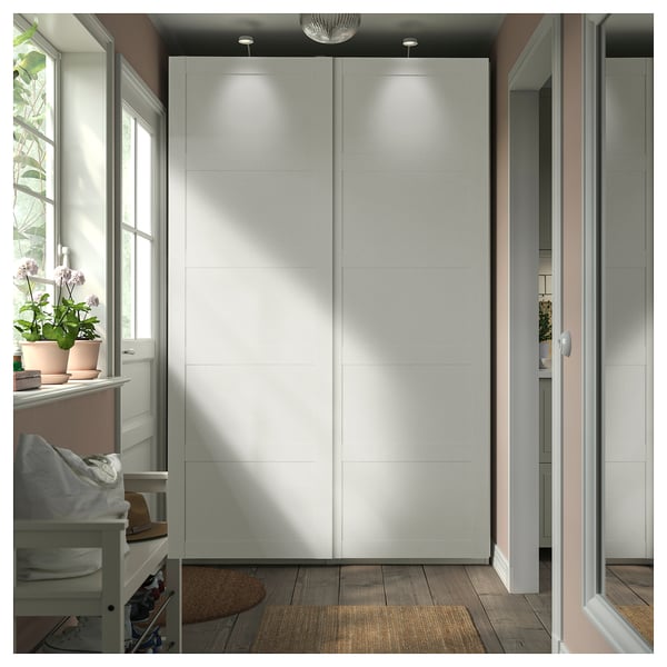 PAX / BERGSBO wardrobe with sliding doors, white/white, 150x66x236 cm