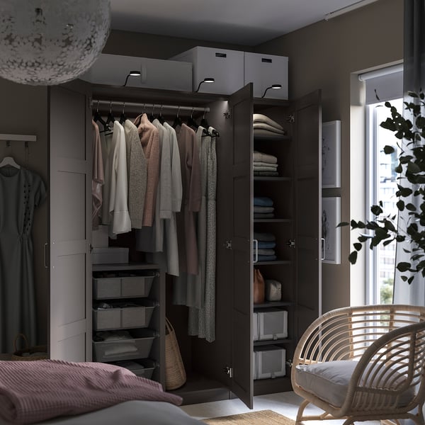 PAX / BERGSBO wardrobe, dark grey/dark grey, 150x60x201 cm
