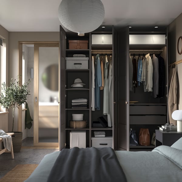PAX / BERGSBO wardrobe, dark grey/dark grey, 200x60x236 cm