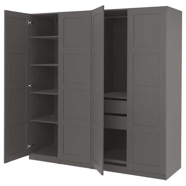PAX / BERGSBO wardrobe, dark grey/dark grey, 200x60x201 cm