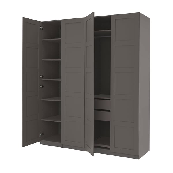 PAX / BERGSBO wardrobe, dark grey/dark grey, 200x60x236 cm