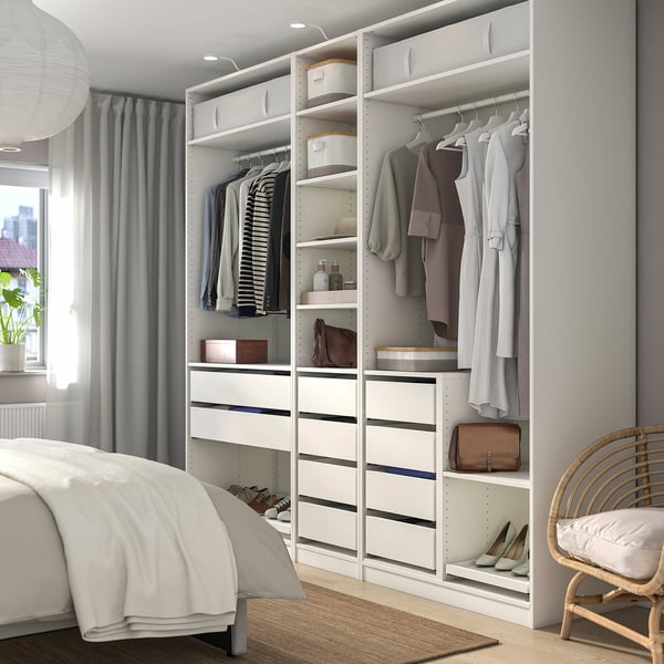 PAX wardrobe combination, white, 250x58x236 cm