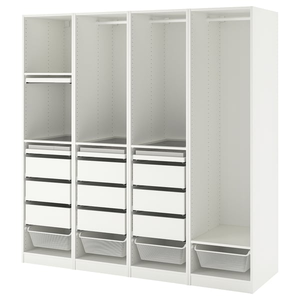 PAX wardrobe combination, white, 200x58x201 cm