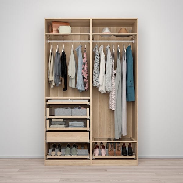 Ikea PAX - Wardrobe combination, oak effect with white stain,150x58x236 cm