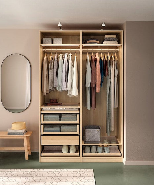 Ikea PAX - Wardrobe combination, oak effect with white stain,150x58x236 cm