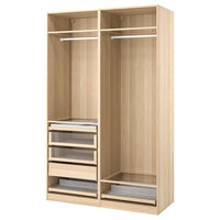 PAX wardrobe combination, white stained oak effect, 150x58x236 cm