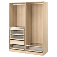 PAX wardrobe combination, white stained oak effect, 150x58x201 cm