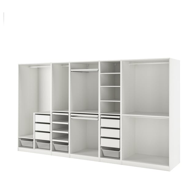PAX wardrobe combination, white, 375x58x201 cm