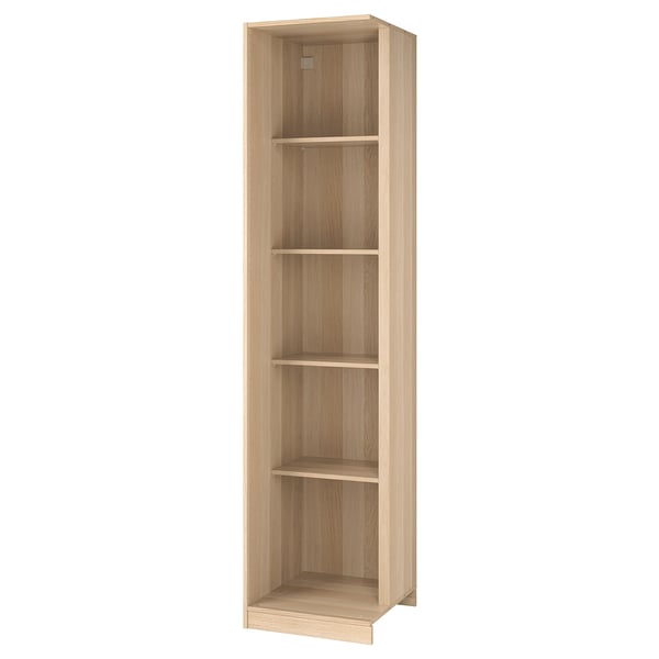 PAX add-on corner unit with 4 shelves, white stained oak effect, 53x58x236 cm