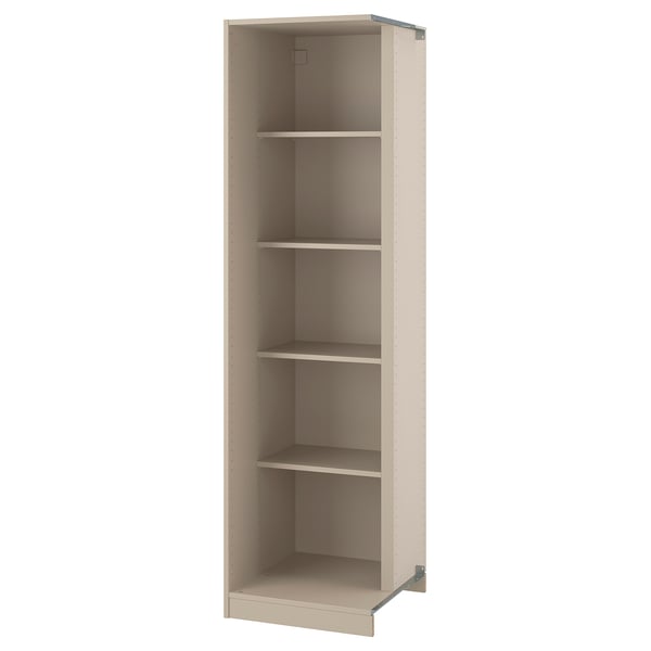 PAX add-on corner unit with 4 shelves, grey-beige, 53x58x201 cm