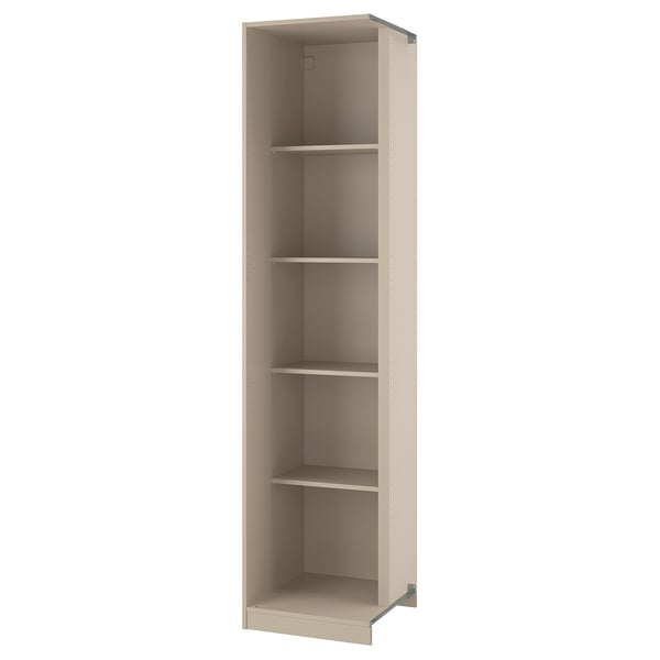 PAX add-on corner unit with 4 shelves, grey-beige, 53x58x236 cm