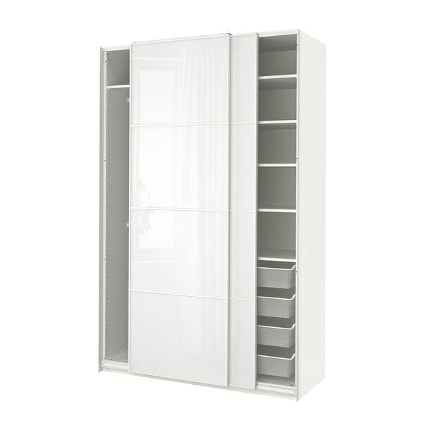 Ikea PAX / FÄRVIK - Wardrobe combination, white/glass white,150x66x236 cm